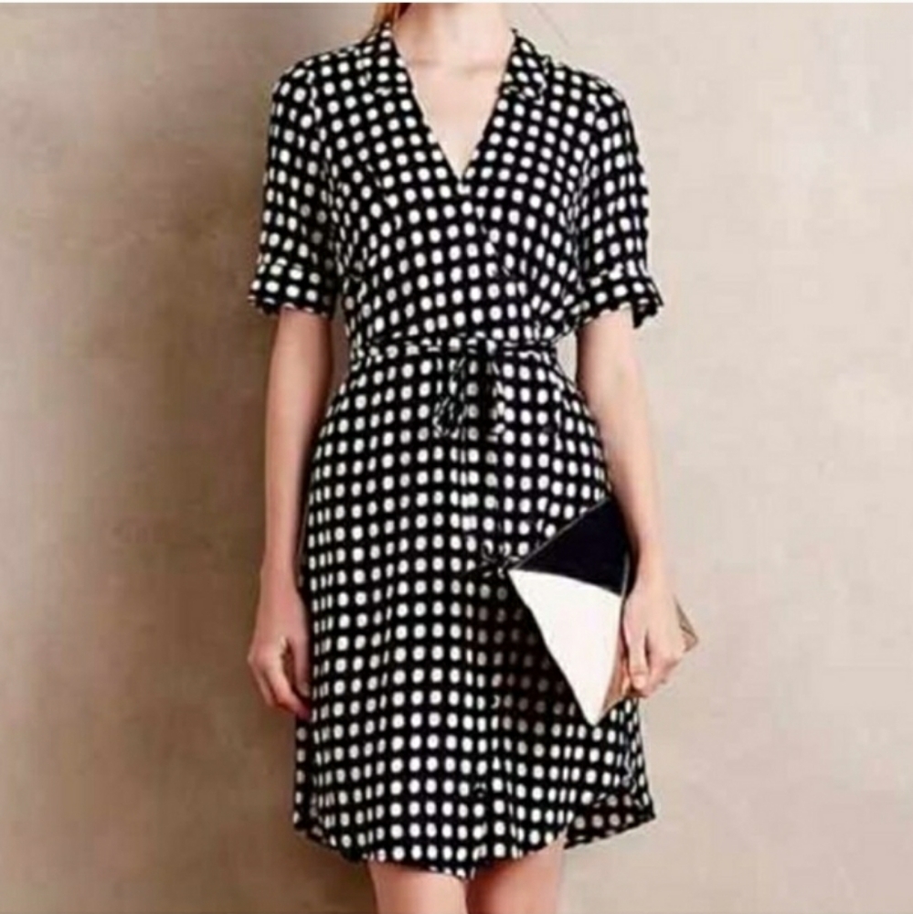 11:1 TYLHO Cortland Wrap Dress Blurred Polka-Dot Print EUC!